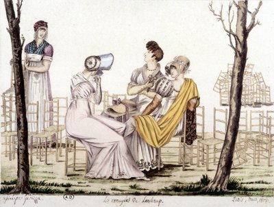 Los aburridos de Lonchamp, marzo de 1806. Dibujo de Garbizza. de Angelo (after) Garbizza