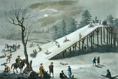 Deslizamiento de nieve en un parque público ruso, principios del siglo XIX de Angelo Biasioli