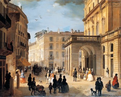 Plaza de la Scala de Milán de Angelo Inganni