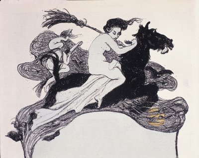 Brujas moviéndose en el aire. Ilustración de Angelo Jank (1868-1940) para Jugend de Angelo Jank