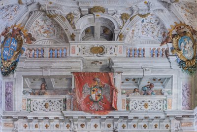 Salón de los Cuarteles de Bolonia, Salón de la Guardia, Palacio Ducal Este, Sassuolo, Italia de Angelo Michele Colonna