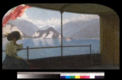Un bote en el Lago Maggiore de Angelo Morbelli