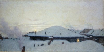 Tejados en la nieve de Angelo Morbelli