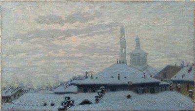 Techos bajo la nieve, 1910 de Angelo Morbelli