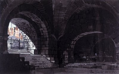 Escenografía de Angelo Parravicini para la escena 2 del acto IV de la ópera "Don Carlos" del compositor italiano Giuseppe Verdi (1813-1901) para la representación en el teatro alla Scala (Teatro de la Scala) de Milán el 26/10/1912. de Angelo Parravicini