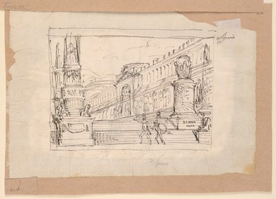 Diseño de Cortina, Soldados en una Escalera de Angelo Toselli