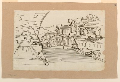 Diseño de escenario, grupo de edificios antiguos de Angelo Toselli