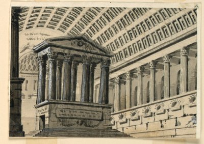 Diseño de escenario, interior de una sala sepulcral de Angelo Toselli