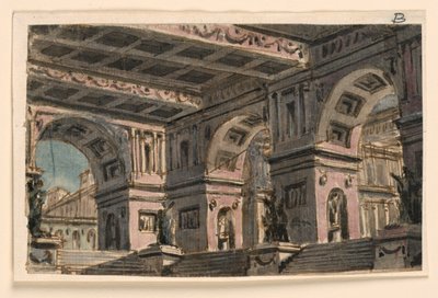 Diseño de escenario, atrio del palacio de Angelo Toselli