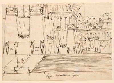 Diseño de escenario para Semiramide de Gioachino Rossini de Angelo Toselli