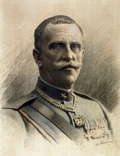 Retrato del Rey de Italia Vittorio Emanuele III de Angelo Vernazza