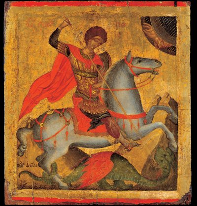 San Jorge y el dragón. Pintura de Angelos Akotandos de Angelos Akotantos