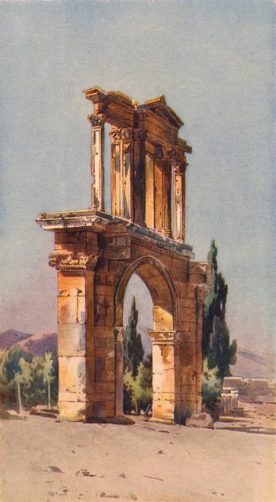 Arco de Adriano, Atenas (litografía en color) de Angelos Giallinos