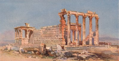 Erecteion, Atenas (litografía en color) de Angelos Giallinos