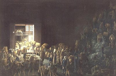 Llenando cajas de té; y fabricación de té en el primer proceso, c.1820 (una de un par) c.1820 de Anglo Chinese School