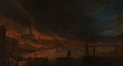 El Gran Incendio de Londres, c.1666-1700 (óleo sobre lienzo) de Anglo Dutch School