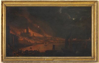 El Gran Incendio de Londres, c.1666-1700 (óleo sobre lienzo) de Anglo Dutch School
