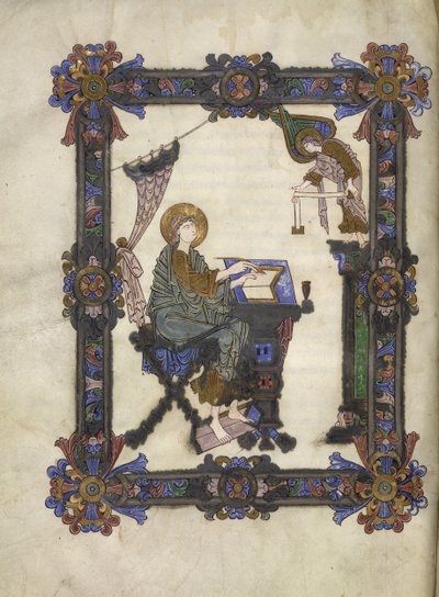 Añadir 34890 f.10v St. Matthew, Winchester School, c.1020 (vitela) de Anglo Saxon