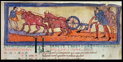 Cott Tib B V f.3 Arando, de un calendario, c.1030 (vitela) de Anglo Saxon