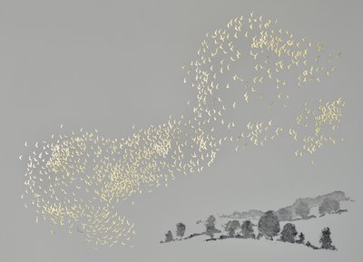 Fuga, 2017 (aguatinta y estampación en hoja caliente sobre papel) de angus hampel