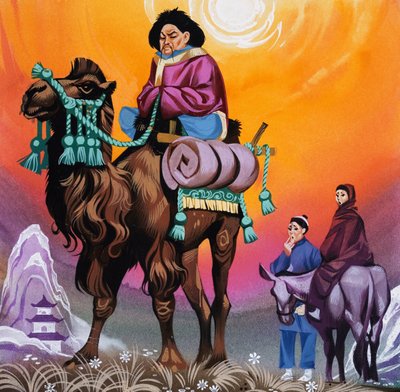 Hombre asiático en camello de Angus McBride