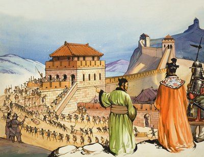 Construir la Gran Muralla China (gouache sobre papel) de Angus McBride