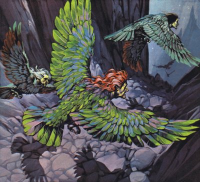 Arpías (litografía en color) de Angus McBride