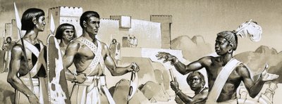 Hicsos, el faraón Kamose instruye a guerreros negros especialmente entrenados en tácticas de batalla. de Angus McBride