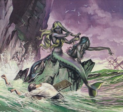 Sirenas (litografía en color) de Angus McBride
