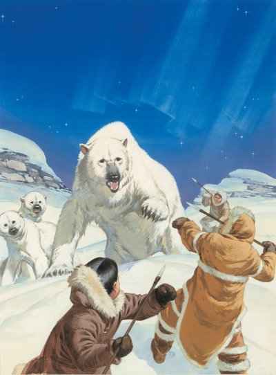 Osos polares y esquimales (gouache sobre papel) de Angus McBride