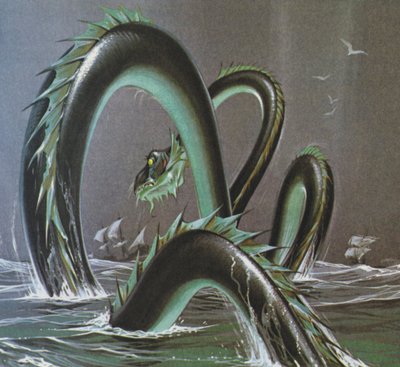 Serpientes marinas (litografía en color) de Angus McBride