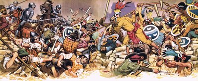 Los aztecas atacan a los españoles de Angus McBride