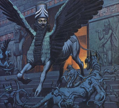 El Lamassu (litografía en color) de Angus McBride