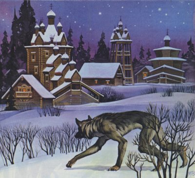 Hombres lobo (litografía en color) de Angus McBride