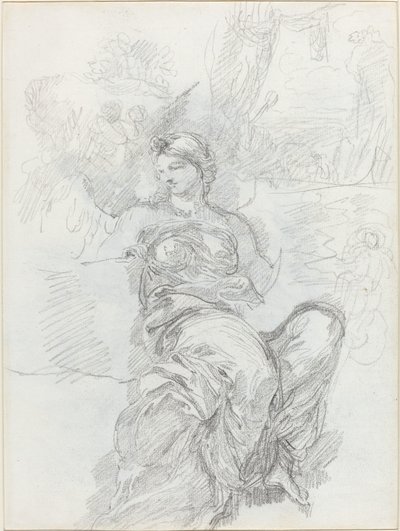 Ángel Sentado en un Paisaje (recto) de Anicet Charles Gabriel Lemonnier
