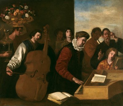 Concierto - pintura de 1640 Falcone, Aniello (1600 / 7-1665) 109x127 cm - Museo del Prado, Madrid - El Concierto (óleo sobre lienzo), Falcone, Aniello (1607-56) / Prado, Madrid, España de Aniello Falcone