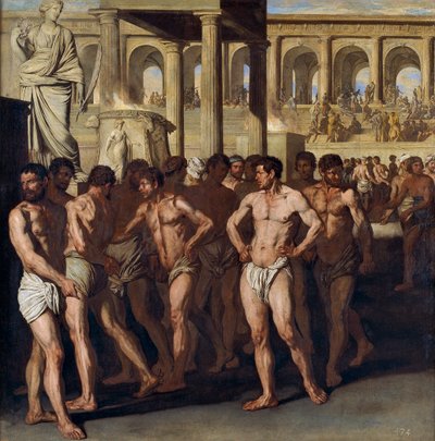 Gladiadores - Pintura de Aniello Falcone (1600/7-1665) - 1640 - Museo del Prado, Madrid de Aniello Falcone