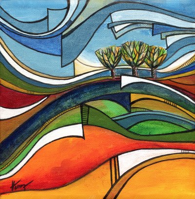 Colinas y árboles abstractos de Aniko Hencz