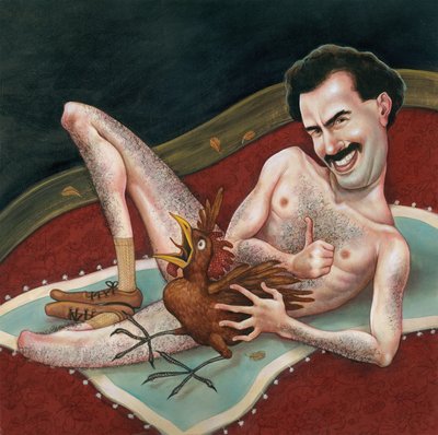 Borat, 2006 (acrílico sobre cartón ilustración) de Anita Kunz