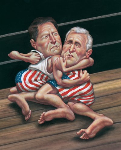 Epic Battle, 2000 (acrílico sobre cartón ilustración) de Anita Kunz