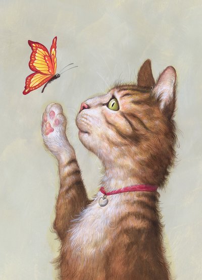 Eustace Tabby, 2019 (acrílico sobre tabla de ilustración, inédito) de Anita Kunz