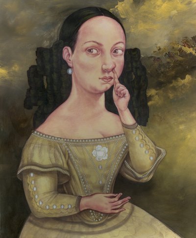 Lady With Nasal Issues, 2018 (pintura acrílica sobre tabla ilustración) de Anita Kunz
