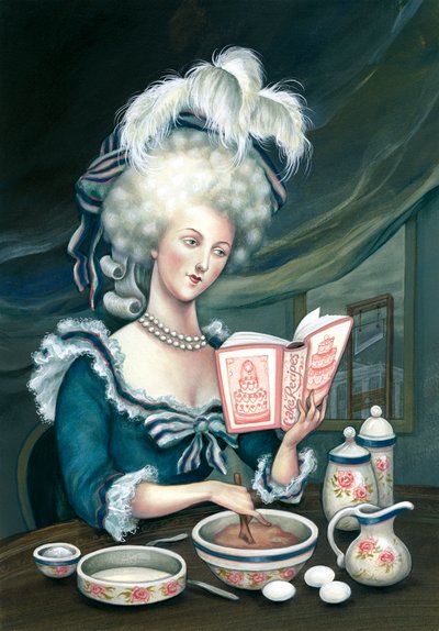 Let them eat cake, 2015 (acrílico sobre tabla ilustración, inédito) de Anita Kunz