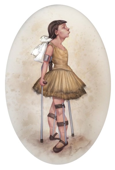 Pequeña bailarina de catorce lágrimas, 2019 (pintura acrílica sobre tabla ilustración) de Anita Kunz
