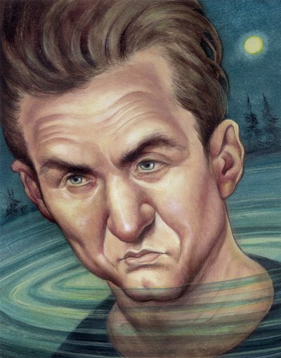 Sean Penn, 2003 (acrílico sobre tabla ilustración) de Anita Kunz