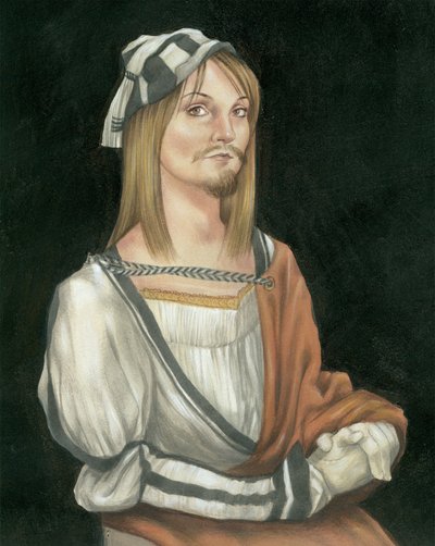 Autorretrato con vello facial, 2011 (pintura acrílica sobre tabla ilustración) de Anita Kunz