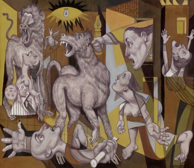 El Guernica de Guereza, 2018 (pintura acrílica sobre cartón ilustración) de Anita Kunz