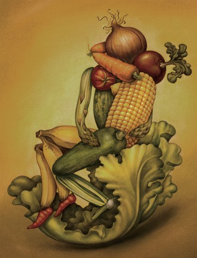 Vegan Kiss, 2010 (pintura acrílica sobre cartón ilustración) de Anita Kunz