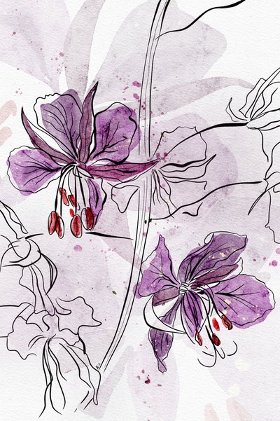 Flores en acuarela moradas de Ankie Kooi
