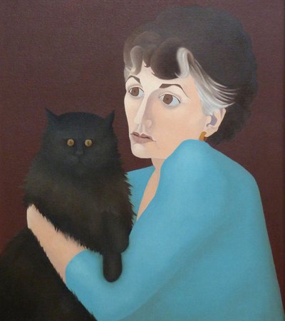 Mujer con un gato, 1982 de Anna Phillips